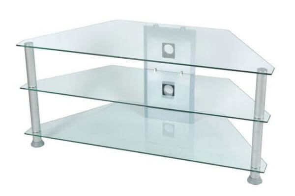 LEVV Clear and Chrome TV Stand for up to 42 Inch TVs