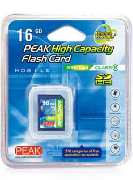 PEAK 16GB Secure Digital Memory Card, MLC Class 6