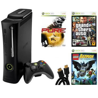 Xbox 360 Elite Console: Bundle (including GTA: Episodes from Liberty City, Pure, Lego Batman & HDMI Cable)