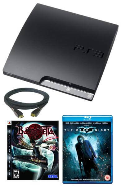 Playstation 3 PS3 Slim 120GB Console: Bundle (including Bayonetta, Dark Knight Blu-Ray & 2M HDMI Cable)