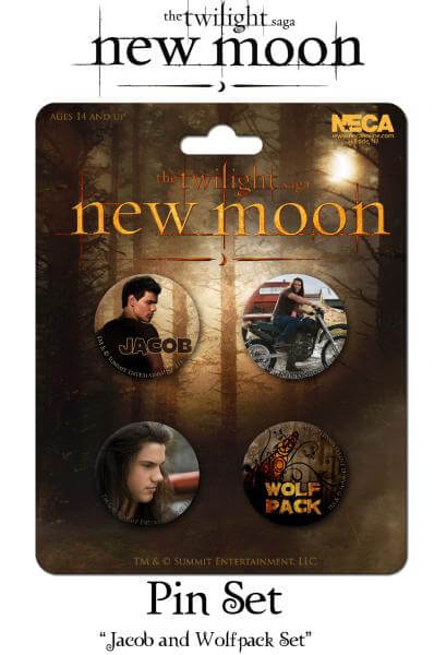 Twilight New Moon Pin Button Set 4 Stück Jacob and Wolf Pack Set