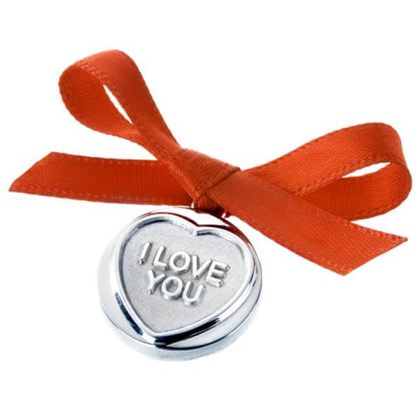 Love Heart 'I Love You' Sterling Silver Love Token With Red Ribbon