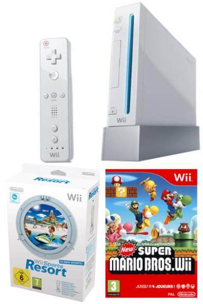 Nintendo Wii Console: Bundle (Including Wii Sports Resort, & New Super Mario Bros Wii)