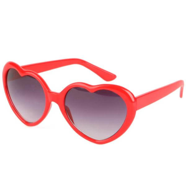 Heart Shaped Retro Style Sunglasses  - Red -Smoke