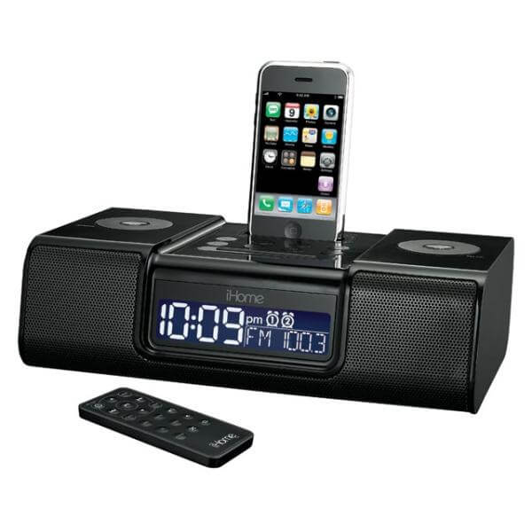 iHome IP9 Dual Alarm Clock Radio for iPhone/iPod with remote - Black/Grey