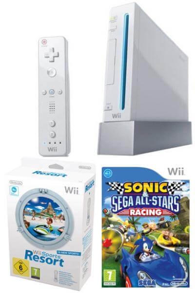 Nintendo Wii Console: Bundle (Including Wii Sports Resort, & Sonic & Sega All-Stars Racing)