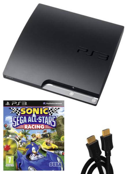 Playstation 3 PS3 Slim 120GB Console: Bundle (including Sonic & Sega All-Stars Racing & 2M HDMI Cable)