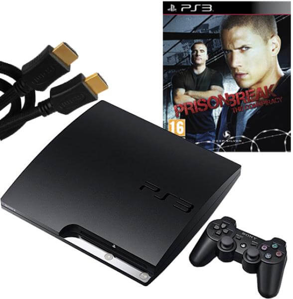 Playstation 3 PS3 Slim 120GB Console: Bundle (including Prison Break: The Conspiracy & 2M HDMI Cable)