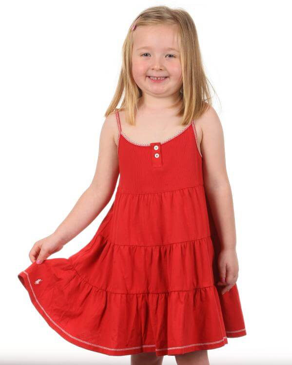 Polo Ralph Lauren Girls Babydoll Dress - Burnt Orange 