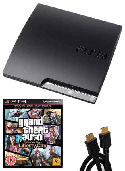 Playstation 3 PS3 Slim 120GB Console: Bundle (including GTA: Episodes from Liberty City & 2M HDMI Cable)