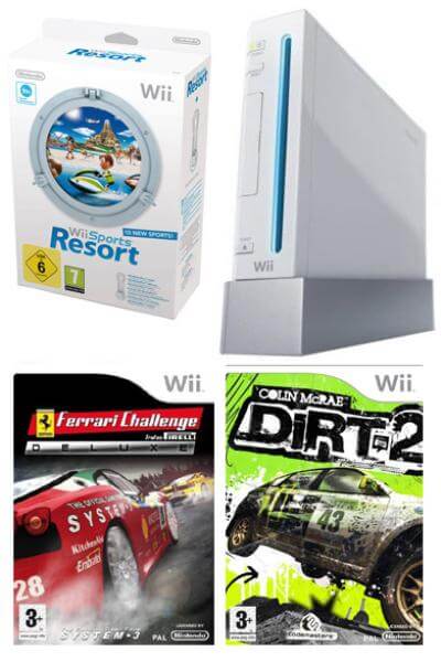 Nintendo Wii Console: Bundle (Including Wii Sports Resort, Colin McRae: Dirt 2 & Ferrari Challenge: Trofeo Pirelli)