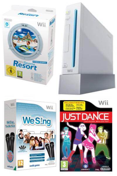 Nintendo Wii Console: Bundle (Including Wii Sports Resort, Just Dance & We Sing: including 2 USB microphones)