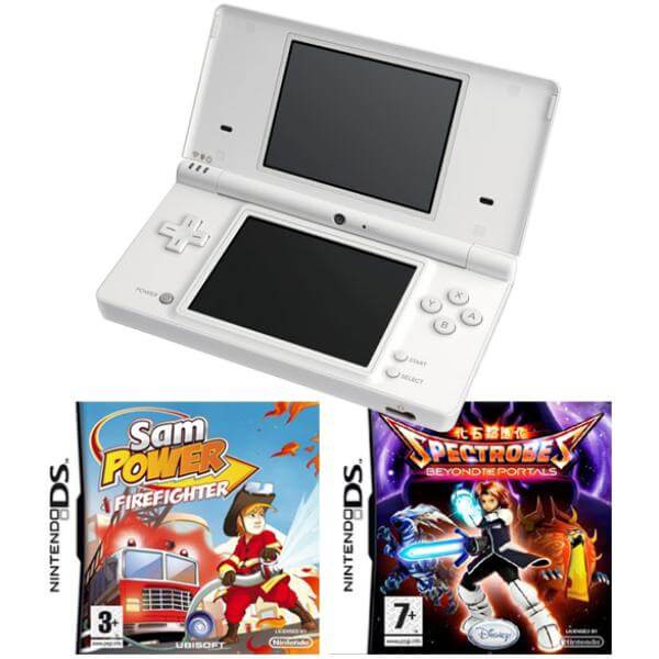 Nintendo DSi Console White: Bundle (Including Spectrobes: Beyond the Portals & Sam Power: Firefighter)