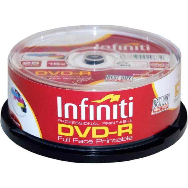 Infiniti DVD-R 16x Speed (25 Pack) Printable Full-Face - (RS16XDVDMR25P)