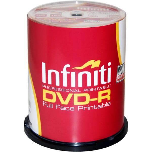 Infiniti DVD-R 16x Speed (100 Pack) Printable Full-Face - (RS16XDVDMR100P)