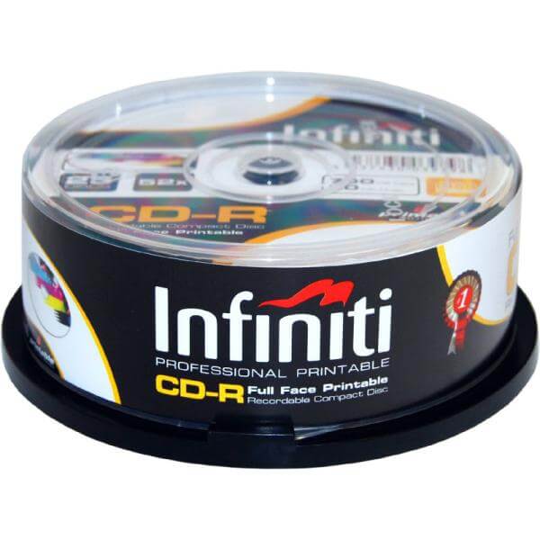 Infiniti CD-R 700MB/80 Min 52x Speed (25 Pack) Printable Full-Face - (RSCD80CB25P)