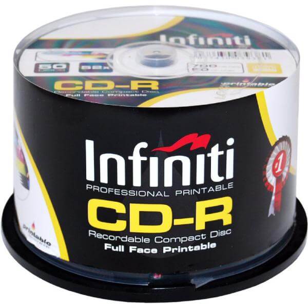 Infiniti CD-R 700MB/80 Min 52x Speed (50 Pack) Printable Full-Face - (RSCD80CB50P)