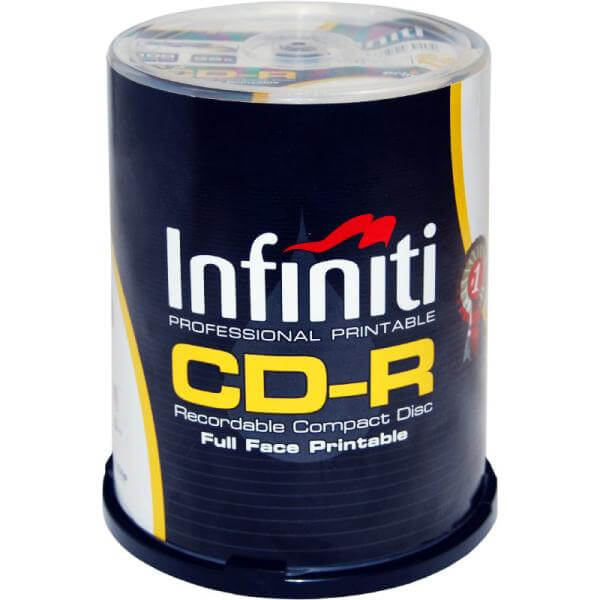 Infiniti CD-R 700MB/80 Min 52x Speed (100 Pack) Printable Full-Face - (RSCD80CB100P)