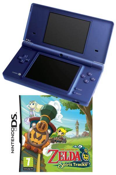 DSi Metallic Blue and Zelda Phantom Hourglass Bundle