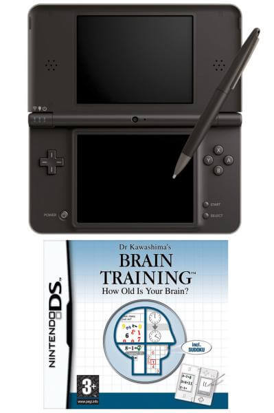 DSi XL Dark Brown and Dr Kawashima's Brain Training Bundle