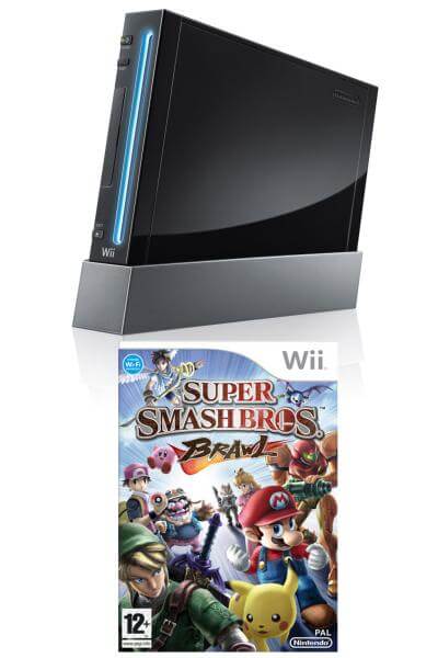 Black Wii Console and Super Smash Bros Brawl Bundle