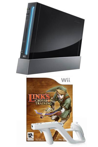 Black Wii Console and Links Crossbow Training Bundle