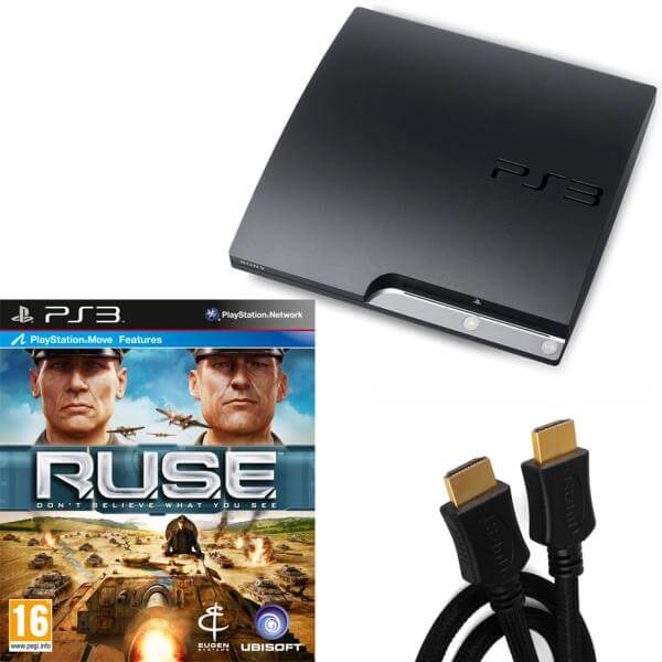 Playstation 3 PS3 Slim 120GB Console: Bundle (Includes R.U.S.E. & 2M HDMI Cable)