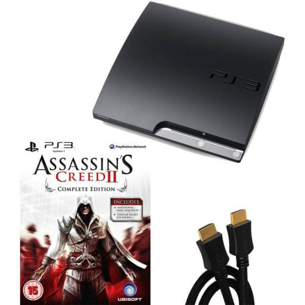 Playstation 3 PS3 Slim 120GB Console: Bundle (Includes Assassin's Creed 2: Complete Edition & 2M HDMI Cable)