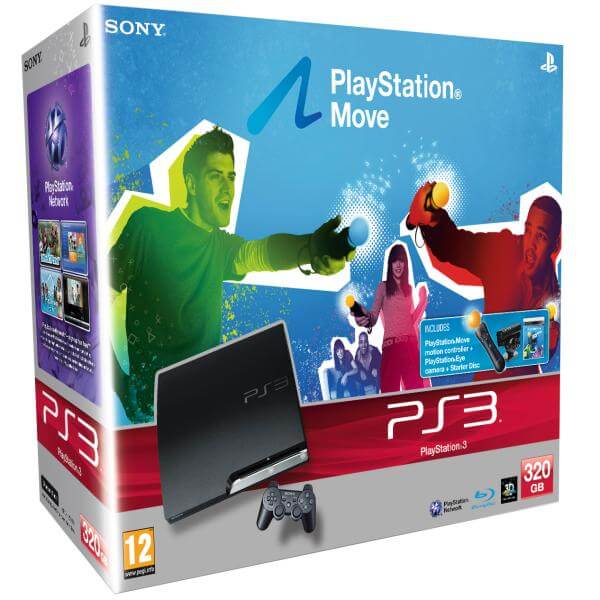 PS3 Sony Playstation 3 Slim Console (320 GB) with Playstation Move Starter Pack