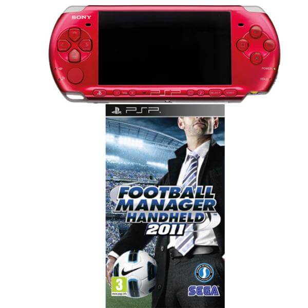PSP 3000 Red: Bundle (including Football Manager 2011)