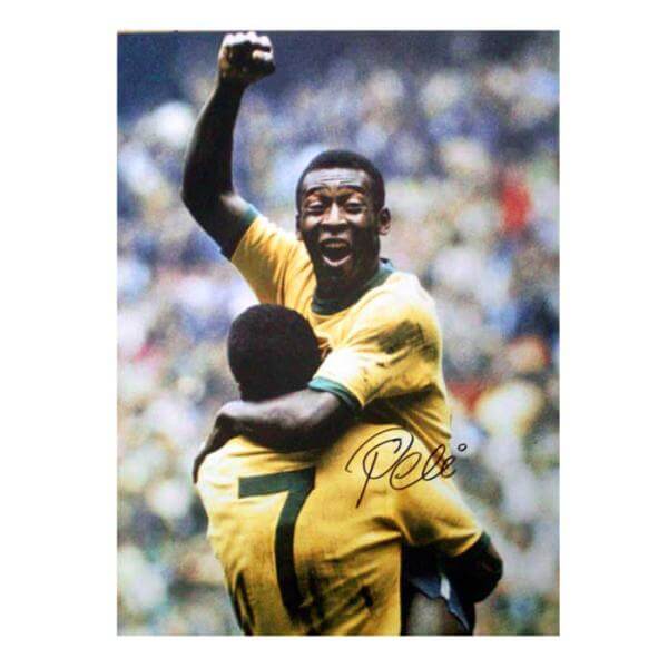 Pele Signed Photo: Celebrating With Jairzinho