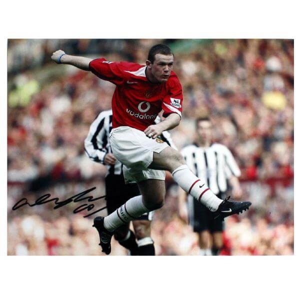 Wayne Rooney Signed Manchester United Photo: Newcastle Volley