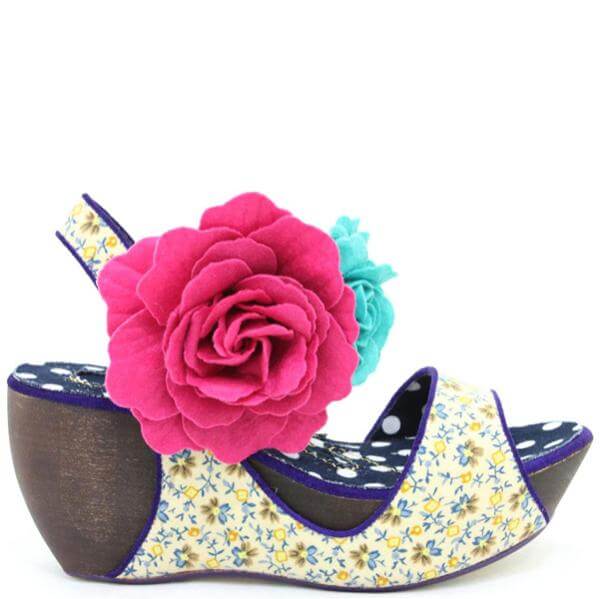 Irregular Choice Women's Lady Passion Wedge Shoe - Blue/Beige