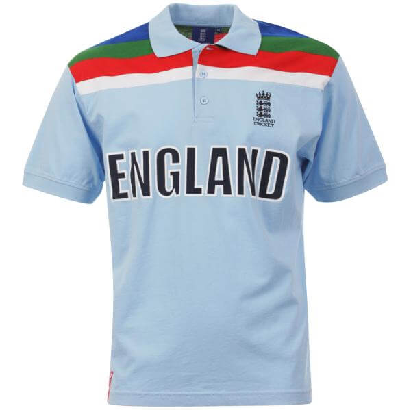 England Cricket WSC 90/91 Polo - Sky Blue/Navy