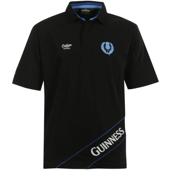 Cotton Traders Men's Guinness Scotland Rugby Shirt SS - Black
