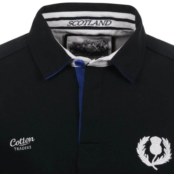 Cotton Traders Men's Classic Scotland Rugby Shirt SS - Navy