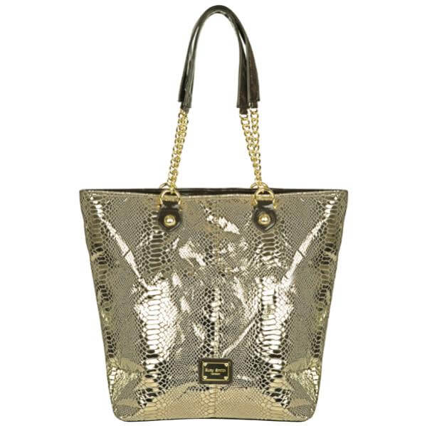 Suzy Smith Metallic Croc Effect Shopper/ Tote Bag - Gold