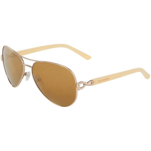 Ted Baker Anthea Loop Arm Detail Aviator Sunglasses - Gold Frrame/ Brown Lens