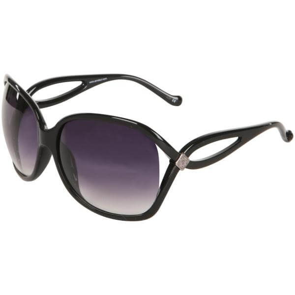 Anna Sui Oversized Cut Out Arm Detail Sunglasses - Black Frame/ Grey LensAnna Sui Oversized cut out arm detail sunglasses- black frame/ grey lens