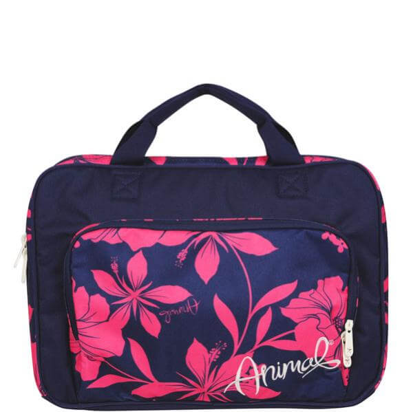 Animal Indirio Floral Print Laptop Case- peacoat blue- pink print