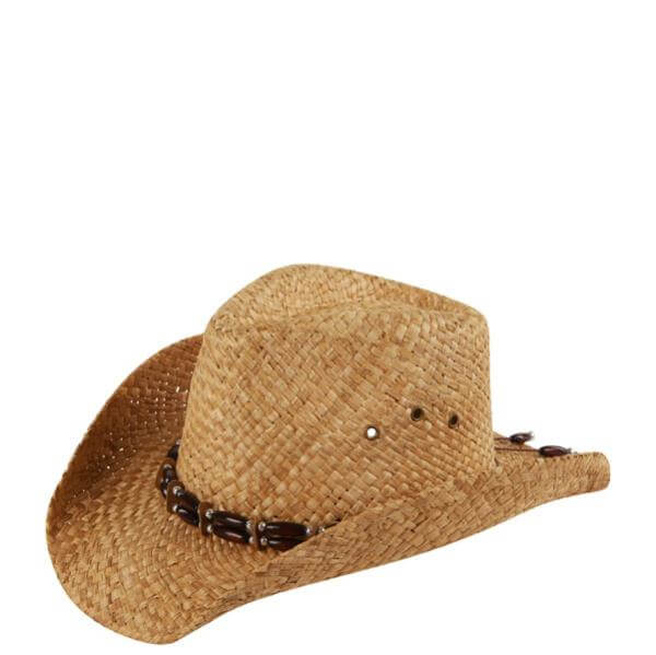 Straw Cowboy Hat with Bead Trim