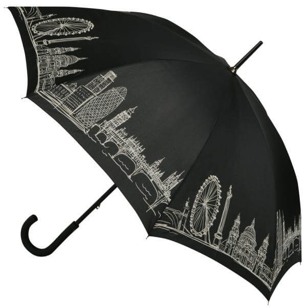 Fulton London Scene Kensington Umbrella - Black -White