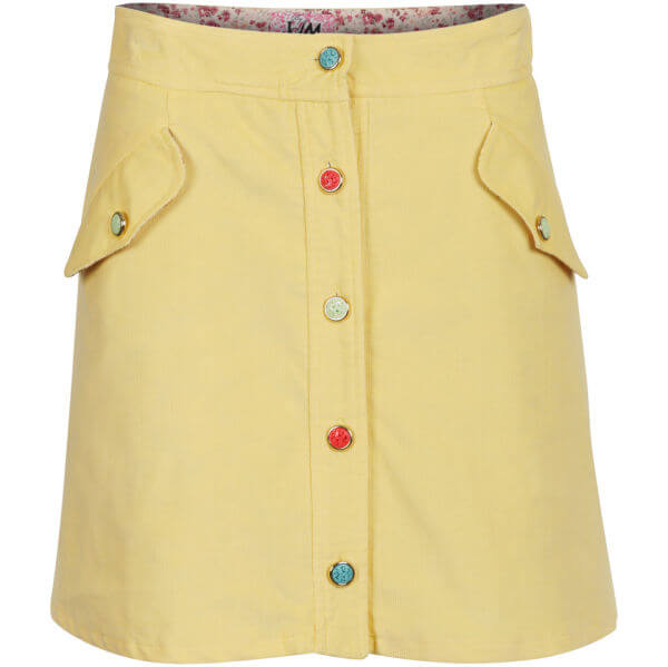byJAM Women's Nancy Button Through Skirt - Yellow