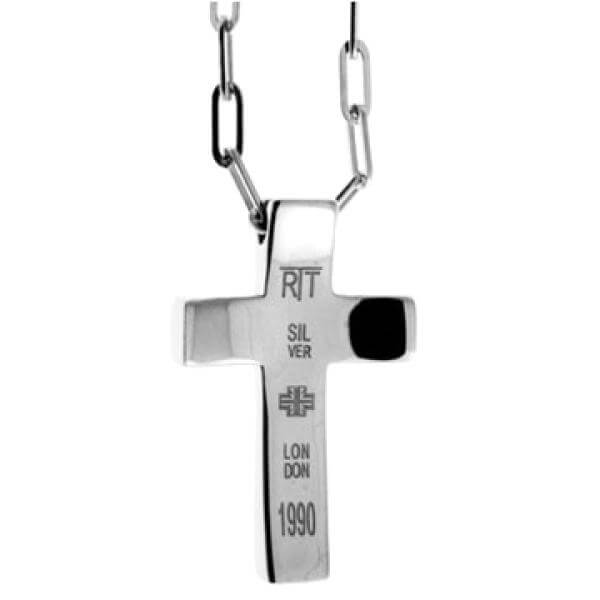 Tateossian Silver Pendant Necklace - Cross