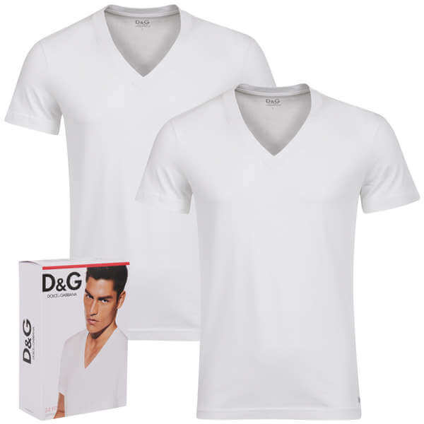 D&G Men's 2 Pack T-Shirts -White