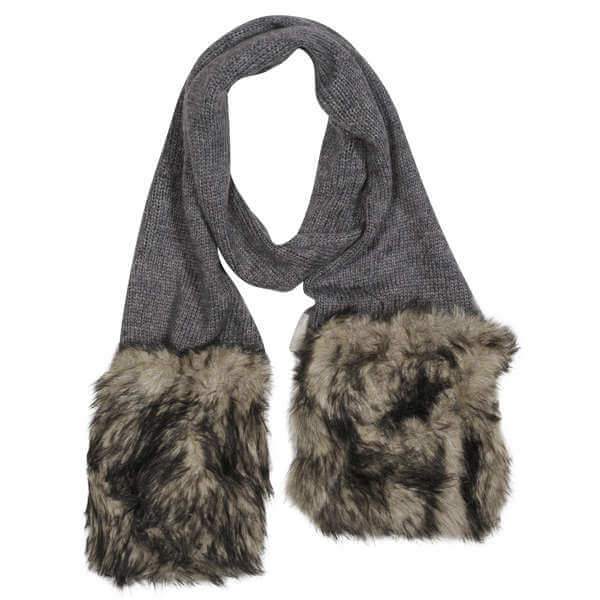 Firetrap Women's Tipped Faux Fur Trim Knitted Scarf