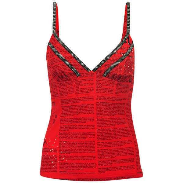 John Galliano Women's Newspaper Print Vest Top - Red