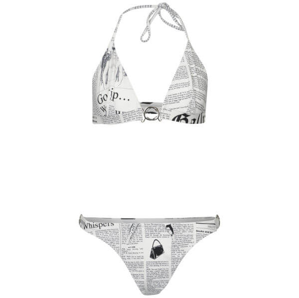 John Galliano Women's Newspaper Print Halter Bikini - White