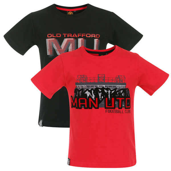 Boys' Manchester United 2 Pack T-Shirts - Red/Black