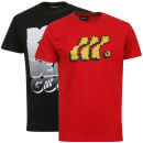 Men's Boxfresh 2-Pack Loupe and LockStep T-Shirt - Ribbon Red/Black